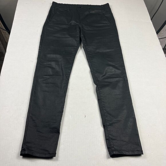 Flog Pants 28 Black Pull-On Stretch Coated Skinny Trousers Israel Dressy Casual - Picture 1 of 15